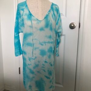 Turquoise Tie-Dye Swim Cover-Up Tunic